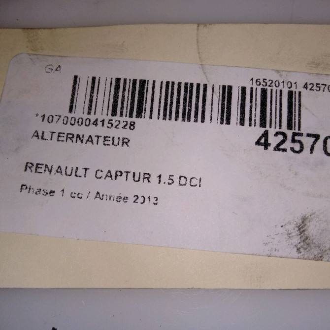 Alternateur occasion RENAULT CAPTUR Phase 1 02-2013->... 1.5 DCI 90ch 231008918R 7