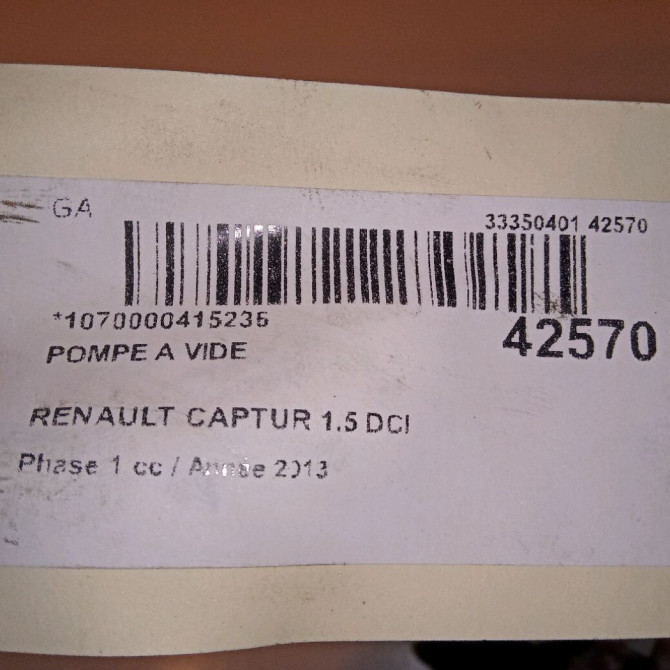 Pompe a vide occasion RENAULT CAPTUR Phase 1 02-2013->... 1.5 DCI 90ch 146505272R 6