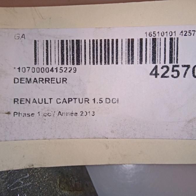 Démarreur occasion RENAULT CAPTUR Phase 1 02-2013->... 1.5 DCI 90ch 233008223R 6