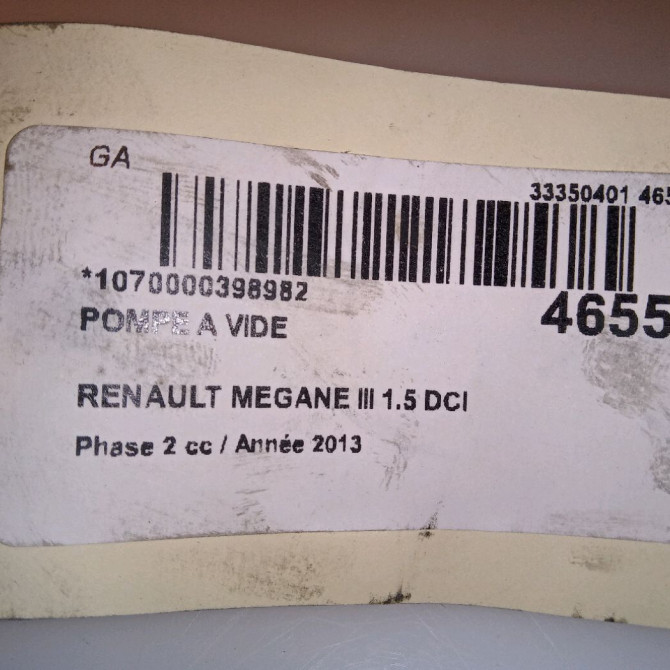 Pompe a vide occasion RENAULT MEGANE III Phase 2 01-2012->06-2014 1.5 DCI 110ch 146505272R 5