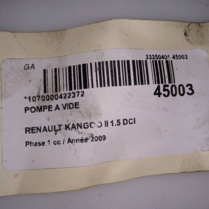 Pompe a vide occasion RENAULT KANGOO II Phase 1 01-2008->03-2013 1.5 DCI 70ch 146505272R 5