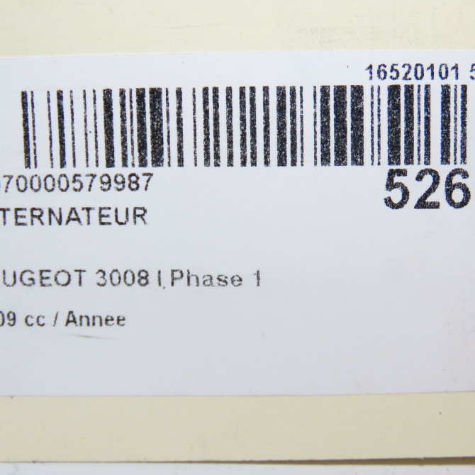 Alternateur occasion PEUGEOT 3008 I Phase 1 04-2009->12-2013 9819187680 8