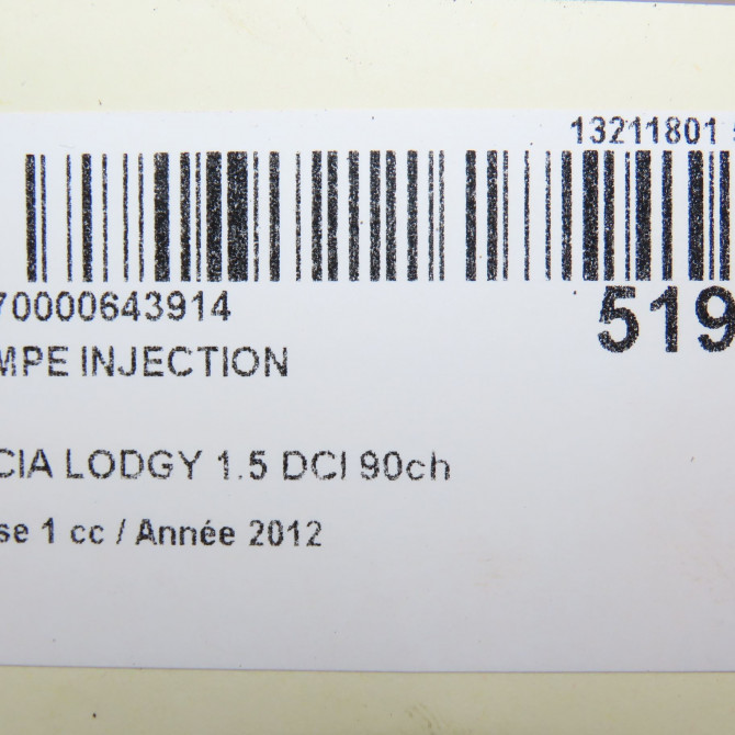 Rampe injection occasion DACIA LODGY Phase 1 01-2012->... 1.5 DCI 90ch 175215346R 6