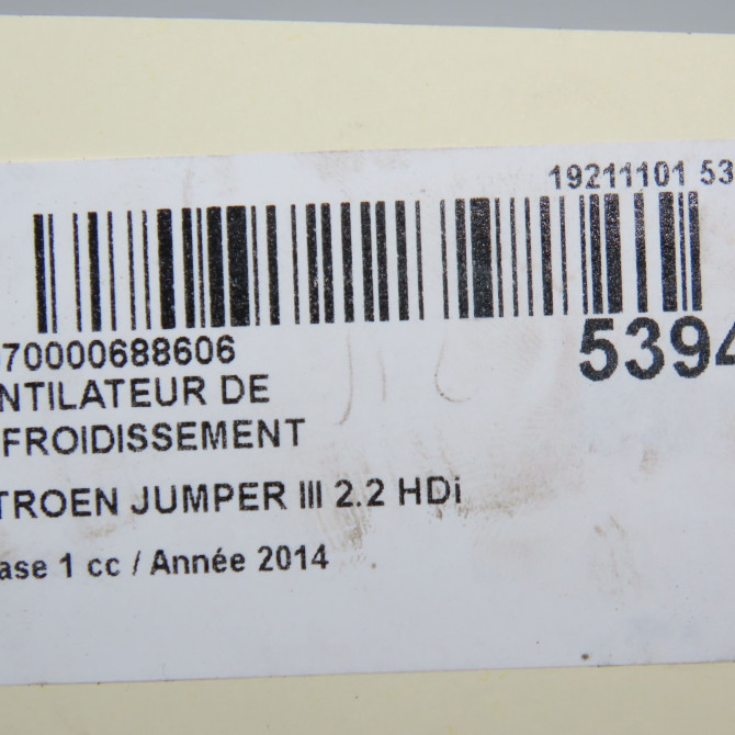 Ventilateur de refroidissement occasion CITROEN JUMPER III Phase 1 06-2006->... 2.2 HDi 130ch 7