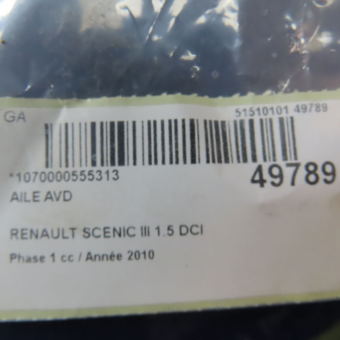 Aile avant droite occasion RENAULT SCENIC III Phase 1 04-2009->11-2011 1.5 DCI 105ch 631002127R 4