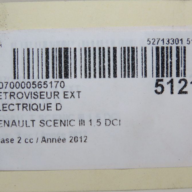 Retroviseur exterieur electrique droit occasion RENAULT SCENIC III Phase 2 12-2011->03-2013 1.5 DCI 110ch 963017468R 6