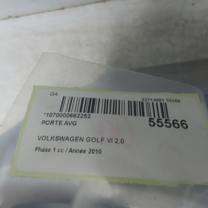 Porte avant gauche occasion VOLKSWAGEN GOLF VI Phase 1 10-2008->04-2013 2.0 TDI 140ch 5K4831055H 5