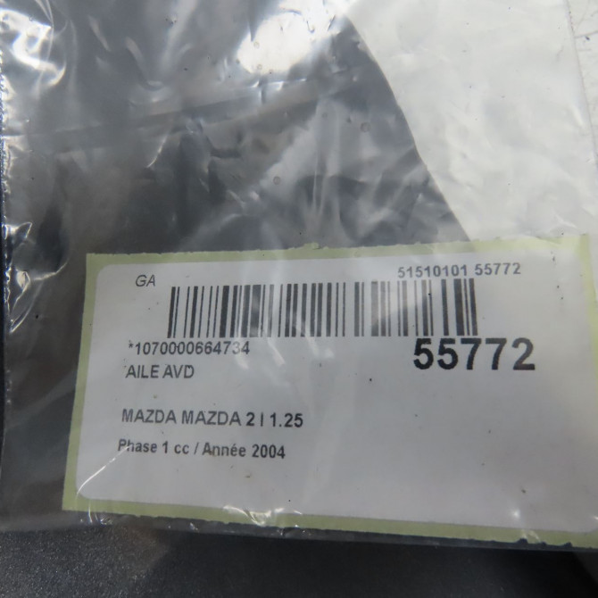 Aile avant droite occasion MAZDA MAZDA 2 I Phase 1 03-2003->09-2007 1.25 DD1052111C 3