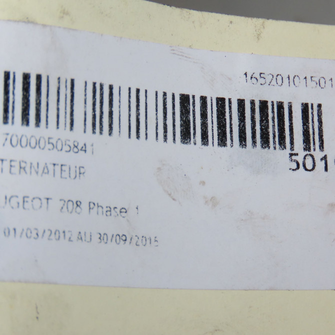 Alternateur occasion PEUGEOT 208 208 Phase 1 2012-03-01->2015-09-30 5705KQ 7