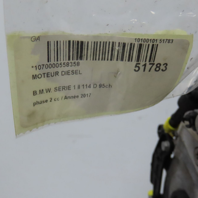 Moteur diesel occasion B.M.W. SERIE 1 II phase 2 03-2015->... 114 D 95ch 11002455607 8