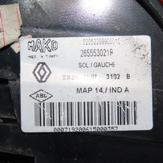 Feu arrière gauche occasion RENAULT CLIO IV Phase 1 07-2012->... 1.5 DCI 90ch 265553021R 4