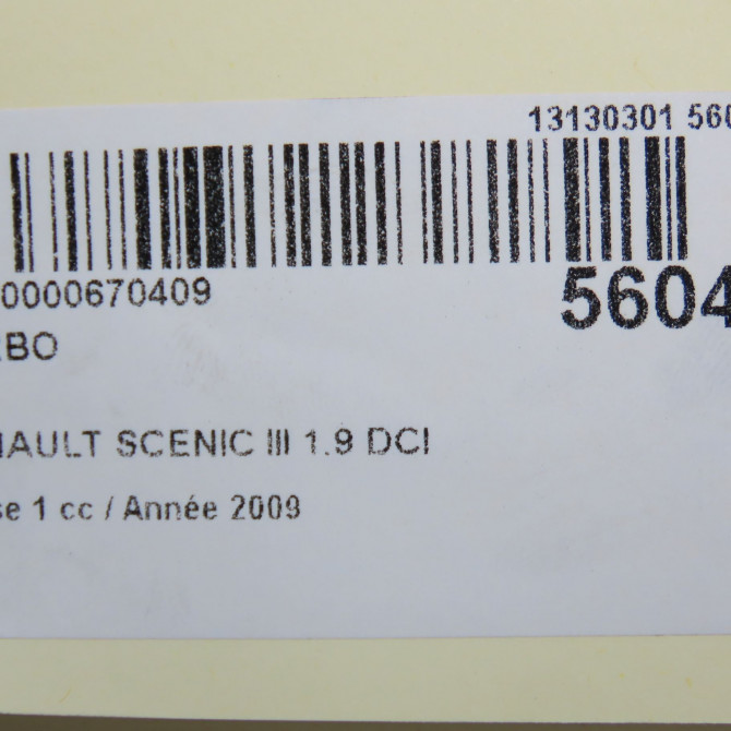 Turbo occasion RENAULT SCENIC III Phase 1 04-2009->11-2011 1.9 DCI 130ch 7701478904 7