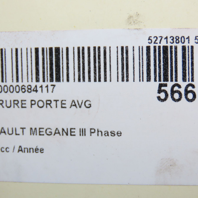 Serrure porte avg occasion RENAULT MEGANE III Phase 3 10-2013->... 805030001R 6