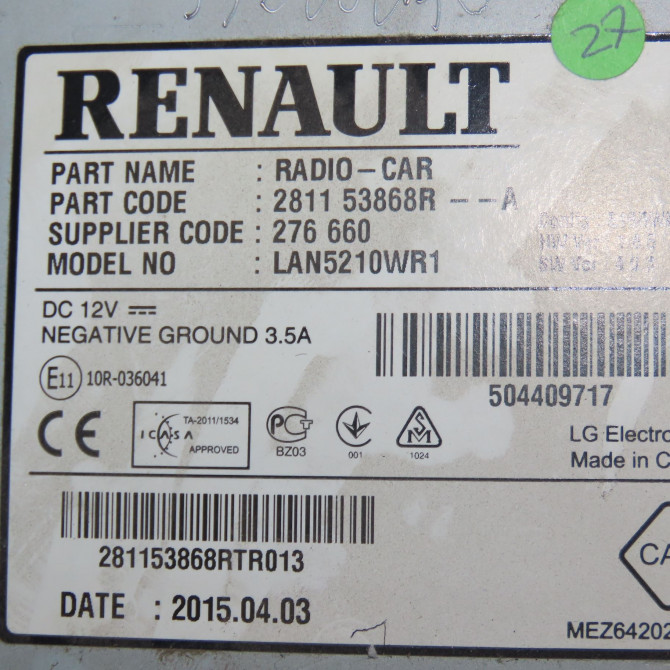 Autoradio occasion RENAULT CLIO IV Phase 1 07-2012->... 1.5 DCI 90ch 281156547R 5