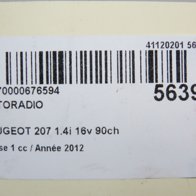 Autoradio occasion PEUGEOT 207 Phase 1 04-2006->06-2013 1.4i 16v 90ch 16106920XT 6