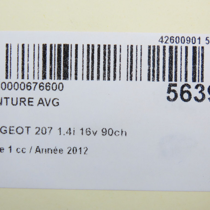 Ceinture avant gauche occasion PEUGEOT 207 Phase 1 04-2006->06-2013 1.4i 16v 90ch 8975CE 8