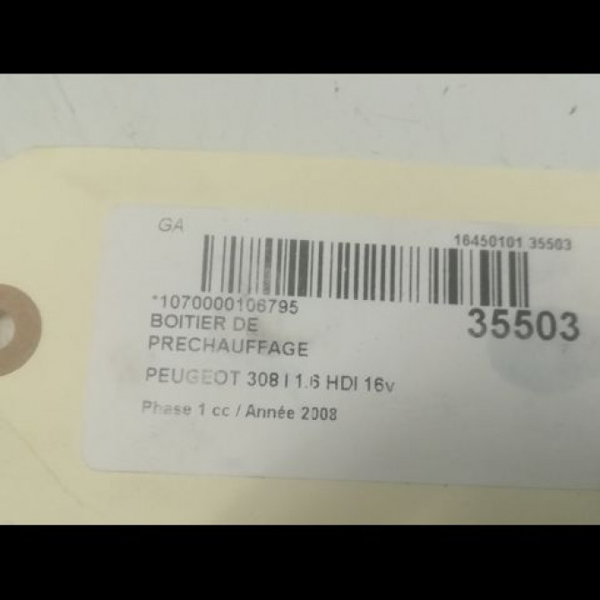 Boitier de préchauffage occasion PEUGEOT 308 I Phase 1 09-2007->03-2011 1.6 HDI 16v 110ch 598140 3