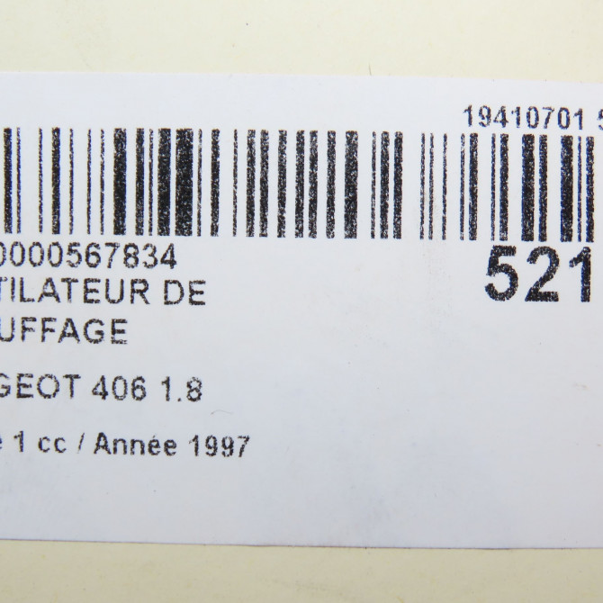 Ventilateur de chauffage occasion PEUGEOT 406 Phase 1 10-1995->04-1999 1.8 6441G3 6