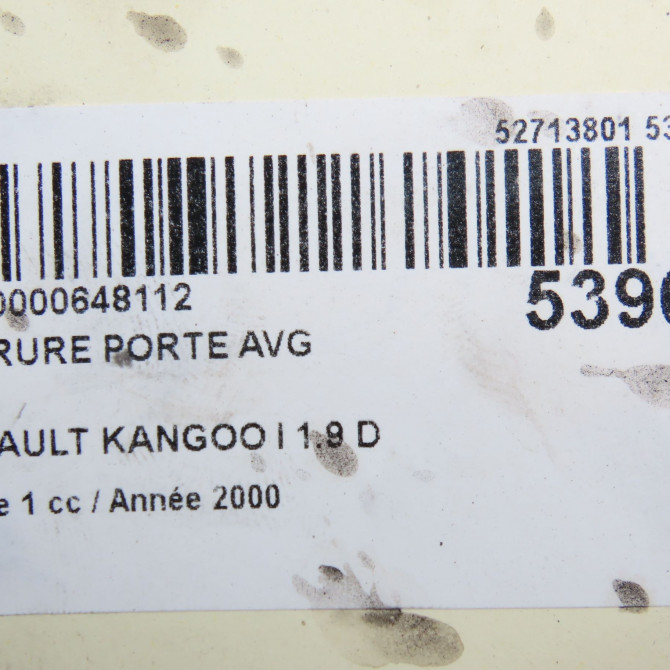 Serrure porte avg occasion RENAULT KANGOO I Phase 1 09-1997->06-2003 1.9 D 65ch 7701046799 5