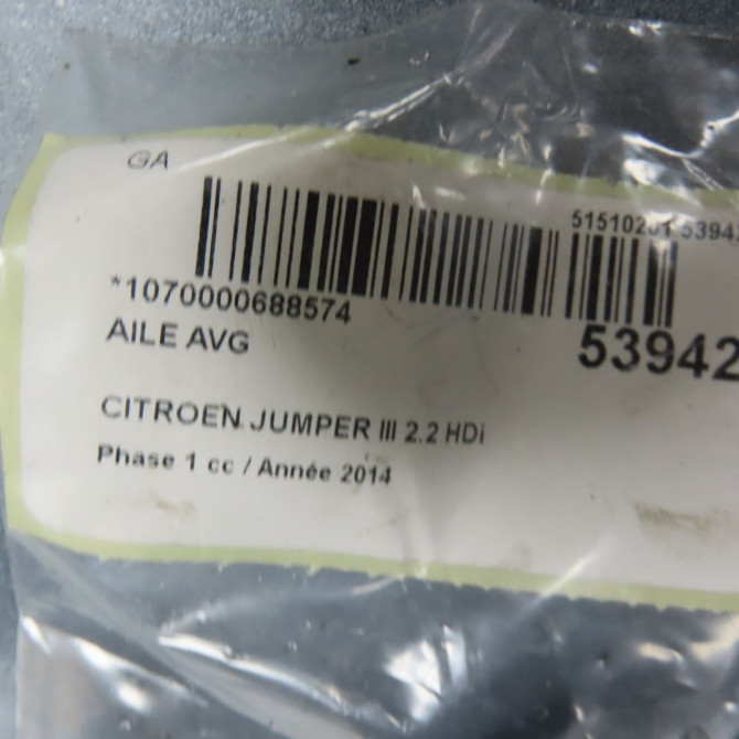 Aile avant gauche occasion CITROEN JUMPER III Phase 1 06-2006->... 2.2 HDi 130ch 1610458580 5