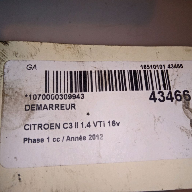 Démarreur occasion CITROEN C3 II Phase 1 11-2009->02-2013 1.4 VTi 16v 95ch V764559080 8