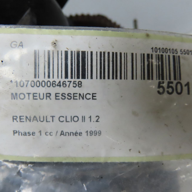 Moteur essence occasion RENAULT CLIO II Phase 1 03-1998->06-2001 1.2 7701471478 7