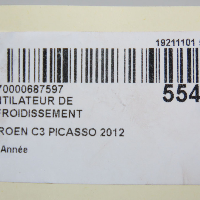 Ventilateur de refroidissement occasion CITROEN C3 PICASSO 9801666680 8