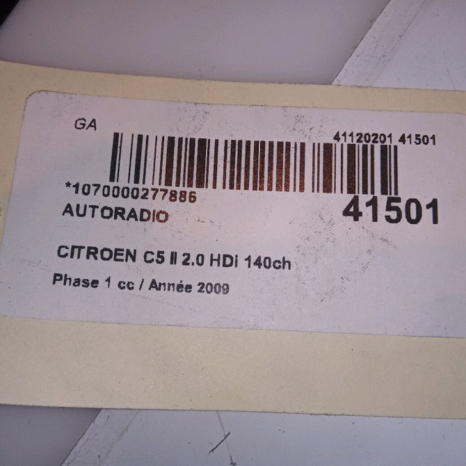 Autoradio occasion CITROEN C5 II Phase 1 04-2008->... 2.0 HDi 140ch 6579PZ 6