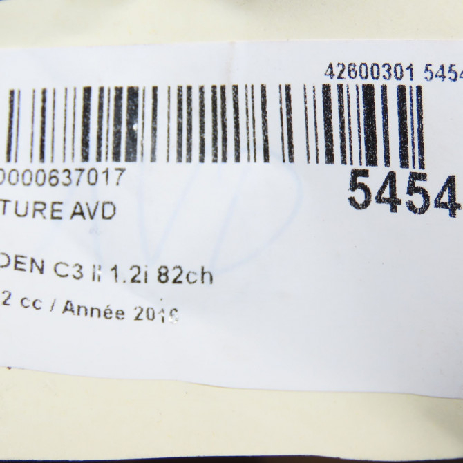 Ceinture avant droite occasion CITROEN C3 II Phase 2 03-2013->12-2016 1.2i 82ch 98030365XX 6