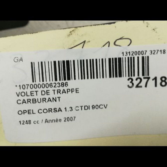 Volet de trappe carburant occasion OPEL CORSA IV Phase 1 09-2006->12-2010 1.3 CDTI 90ch 93189519 4