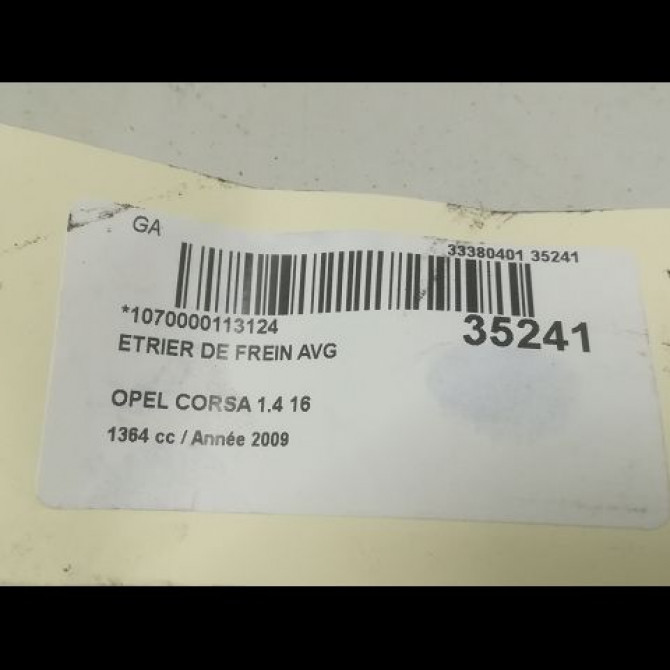 Etrier de frein avant gauche occasion OPEL CORSA IV Phase 1 09-2006->12-2010 1.4 TWINPORT 90ch 93191695 3