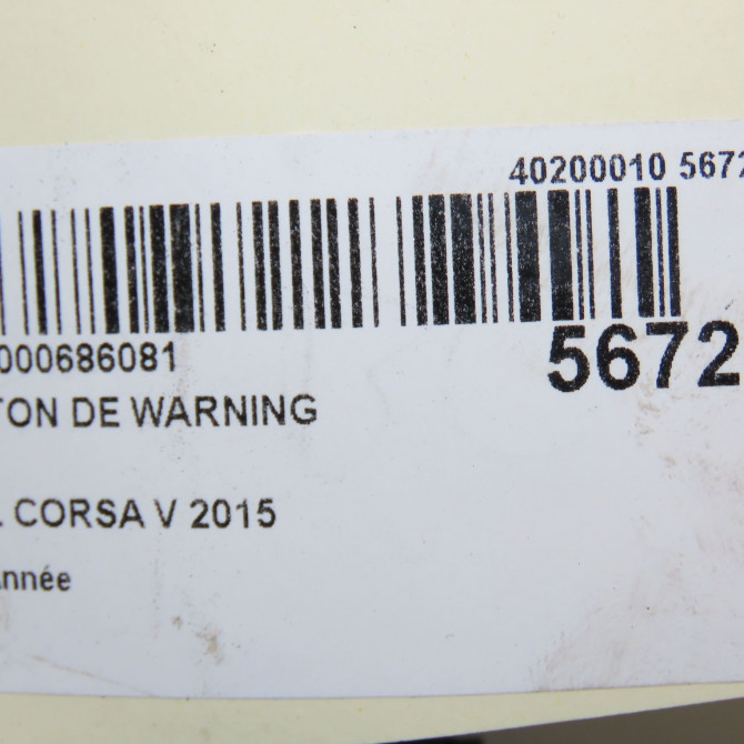 Bouton de warning occasion OPEL CORSA V 13295119 5