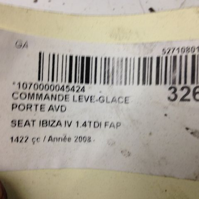 Commande lève-glace porte avant droite occasion SEAT IBIZA IV Phase 1 05-2008->01-2012 1.4 TDI 80ch 7L6959855BREH 4