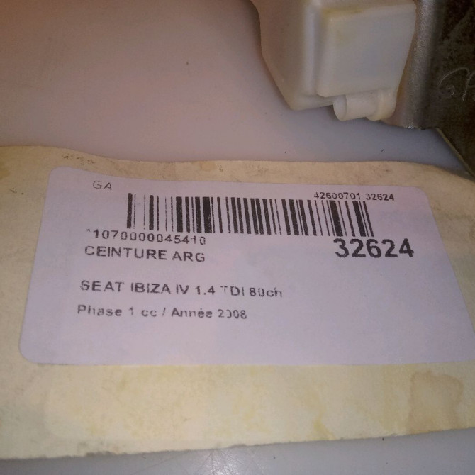 Ceinture arrière gauche occasion SEAT IBIZA IV Phase 1 05-2008->01-2012 1.4 TDI 80ch 6J0857805RAA 4