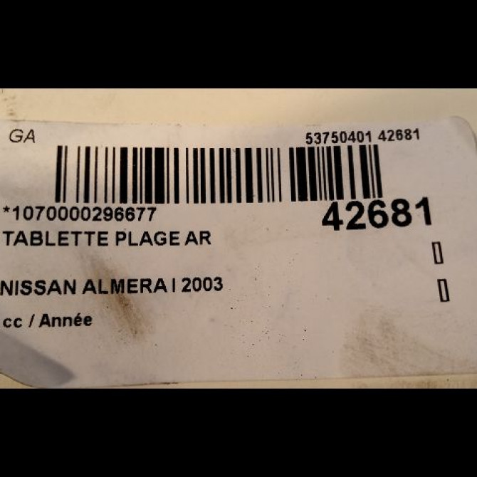 Tablette plage arrière occasion NISSAN ALMERA I 79910BN700 2