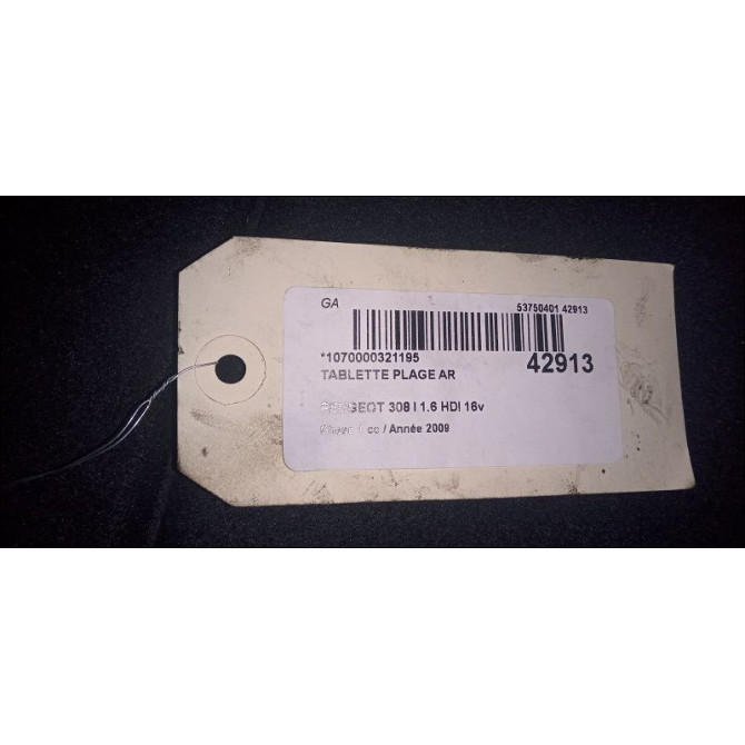 Tablette plage arrière occasion PEUGEOT 308 I Phase 1 09-2007->03-2011 1.6 HDI 16v 110ch 8794VV 4