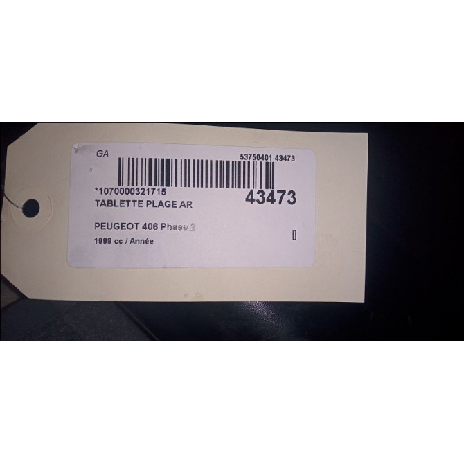 Tablette plage arrière occasion PEUGEOT 406 Phase 2 BREAK 04-1999->04-2004 3