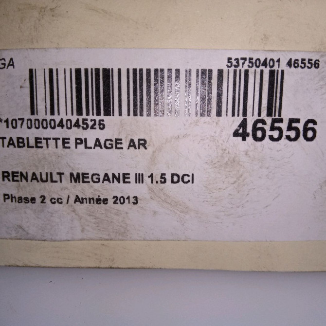 Tablette plage arrière occasion RENAULT MEGANE III Phase 2 01-2012->06-2014 1.5 DCI 110ch 794200017R 3