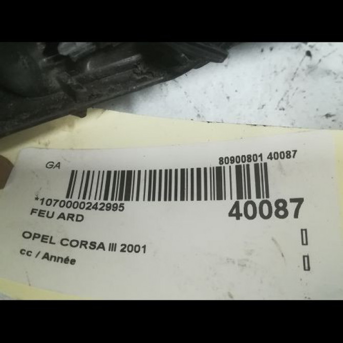 Feu arrière droit occasion OPEL CORSA III 93170223 3