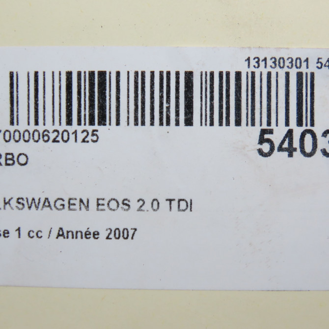 Turbo occasion VOLKSWAGEN EOS Phase 1 04-2006->01-2011 2.0 TDI 140ch 7