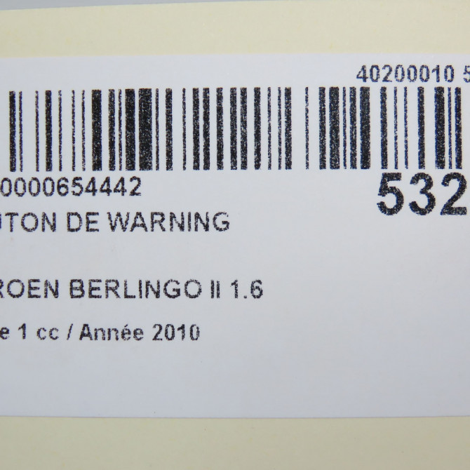 Bouton de warning occasion CITROEN BERLINGO II Phase 1 05-2008->01-2012 1.6 HDI 16v 75ch 6990L2 6