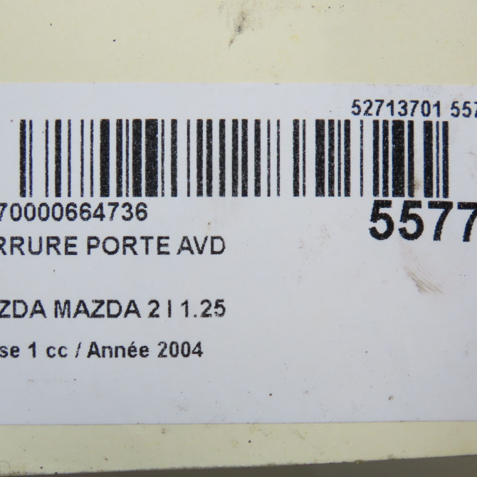 Serrure porte avd occasion MAZDA MAZDA 2 I Phase 1 03-2003->09-2007 1.25 DE9058310F 6