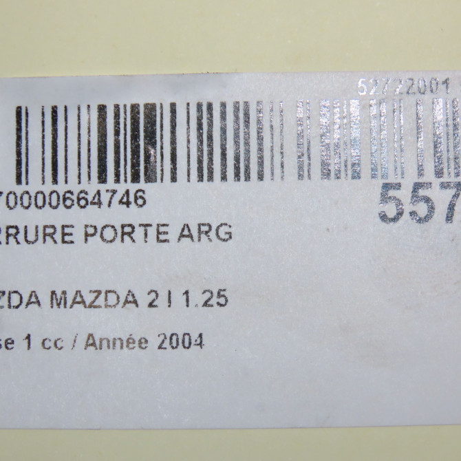 Serrure porte arg occasion MAZDA MAZDA 2 I Phase 1 03-2003->09-2007 1.25 DE9073310G 6