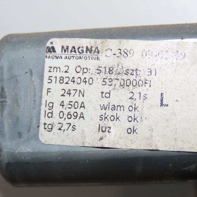 Mecanisme+moteur leve-glace avg occasion FIAT 500 II 500 II Phase 1 2007-07-01->2016-03-31 1.2i 69ch 52204608 4