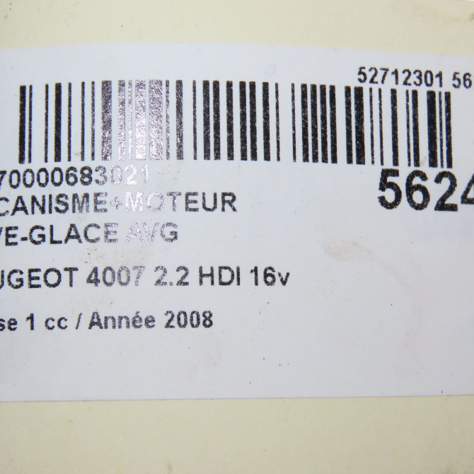 Mecanisme+moteur leve-glace avg occasion PEUGEOT 4007 Phase 1 07-2007->03-2013 2.2 HDI 16v 9221CT 6