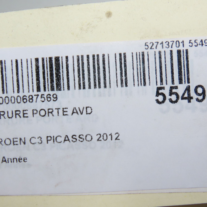 Serrure porte avd occasion CITROEN C3 PICASSO 9136FH 7