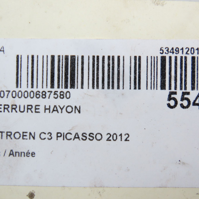 Serrure hayon occasion CITROEN C3 PICASSO 8719G5 6