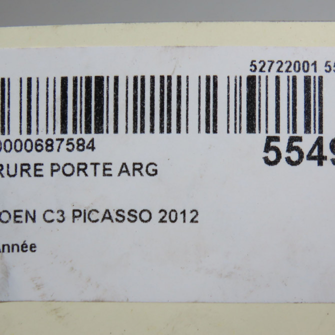 Serrure porte arg occasion CITROEN C3 PICASSO 9137Q6 7