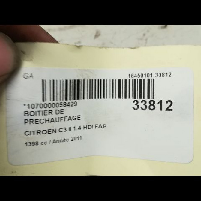 Boitier de préchauffage occasion CITROEN C3 II Phase 1 11-2009->02-2013 1.4 e-HDI 70ch 9802424080 4