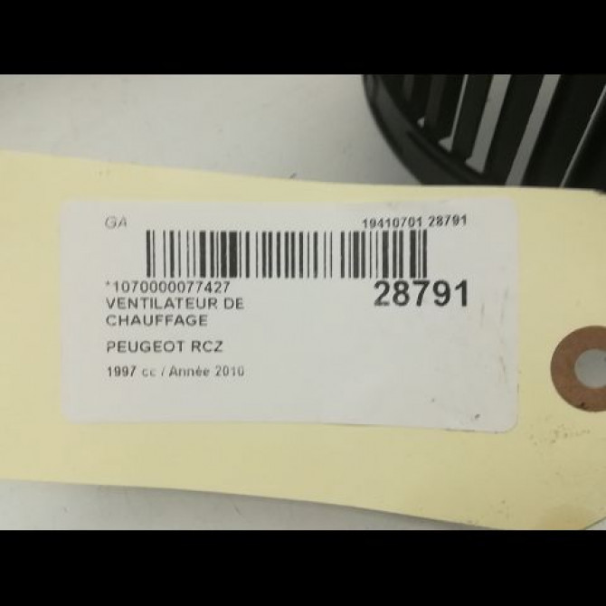 Ventilateur de chauffage occasion PEUGEOT RCZ Phase 1 01-2010->12-2012 6441CZ 4